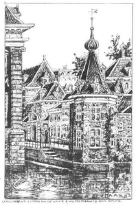 [Het ministerstorentje aan het Binnenhof gezien vanaf de Hofvijver]