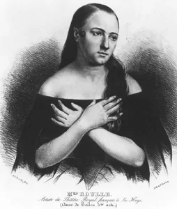 Mme. Roulle. Artiste du Theâtre Royal francais à la Haye (Anne de Boulen 5me acte.)