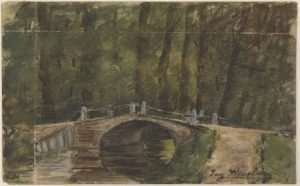 Eugène Rensburg, Brug, 1899, gemengde techniek in kleur. Haags Gemeentearchief, kl. A 67. Licentie: CC BY 4.0