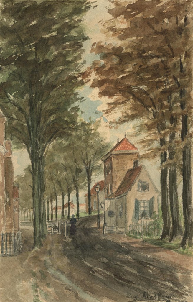 Eugène Rensburg, Tol bij de Loosduinseweg, 1894, penseel in kleur, over sporen van potlood. Haags Gemeentearchief, kl. A 476. Licentie: CC BY 4.0