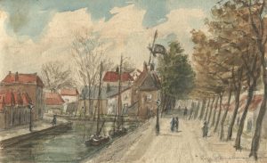 Eugène Rensburg, De Lijnbaan, 1890, penseel in kleur; krijt in zwart. Haags Gemeentearchief, kl. A 505. Licentie: CC BY 4.0
