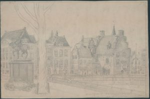 Eugène Rensburg, Buitenhof - Gevangenpoort, 1932, potloodtekening. Haags Gemeentearchief, gr. A 1702. Licentie: CC BY 4.0