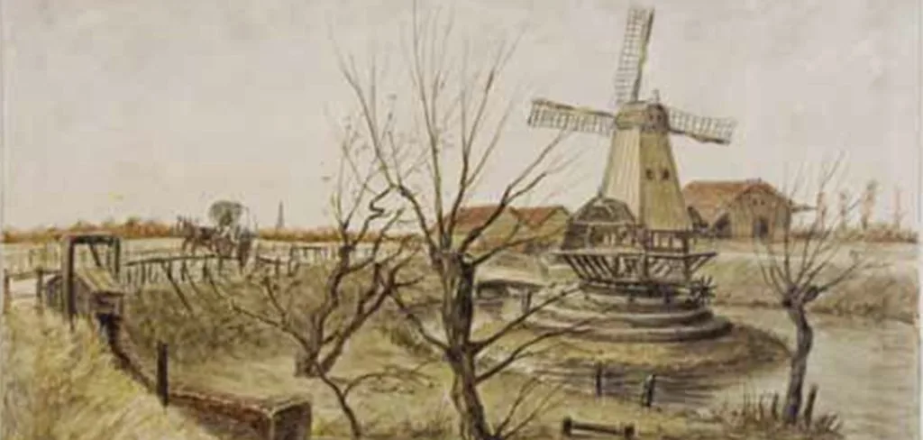 Molen in een polderlandschap